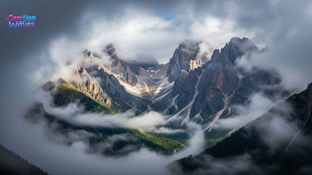 Captions for Cloudy or Misty Mountain Views