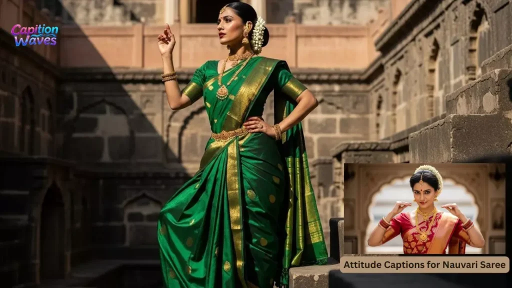 Attitude Captions for Nauvari Saree