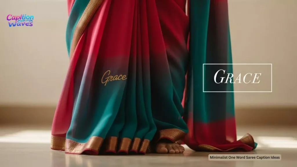 Minimalist One Word Saree Caption Ideas
